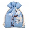 Säckchen à la Leinen mit Druck 10 x 13 cm - naturafarbe / blaue Blumen Blaue Beutel