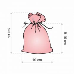 Säckchen à la Leinen mit Druck 10 x 13 cm - naturfarbe / rosa Blüten Baby Shower