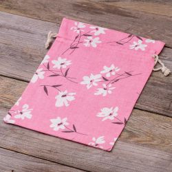Säckchen à la Leinen mit Druck 30 x 40 cm - naturfarbe / rosa Blüten Für Kinder
