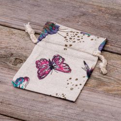 Säckchen à la Leinen mit Druck 10 x 13 cm - naturfarbe / Schmetterling Für Haustiere