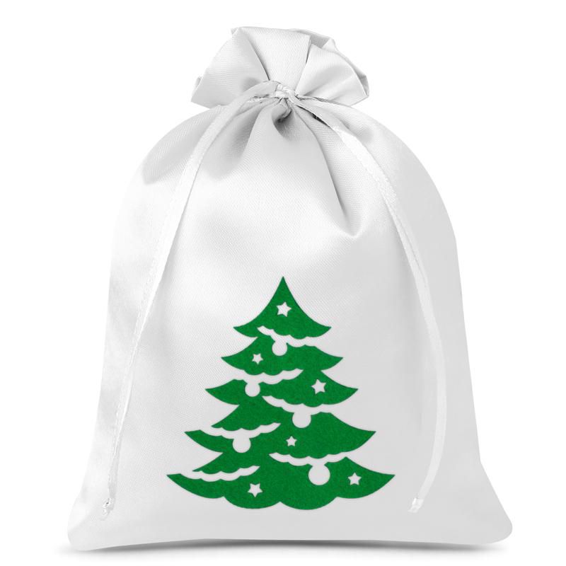 Beutel,Geschenke verpacken Weihnachtsmotiv Tannenbaum Kerze 3 St.Stoff Säckchen 