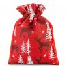Jutesäckchen 18 cm x 24 cm - rot / Rentier Weihnachtsbeutel
