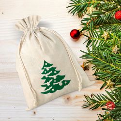 Säckchen à la Leinen 26 x 35 cm - Weihnachten - Tannenbaum Beutel mit aufdruck