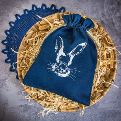 Denimsäcke 26 x 35 cm mit Aufdruck - Kaninchen Baumwollsäckchen