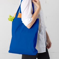 Baumwolltasche 38 x 42 cm mit langen Henkeln - blau Einkaufstaschen mit Griffen