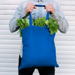 Baumwolltasche 38 x 42 cm mit langen Henkeln - blau Baumwollsäcke