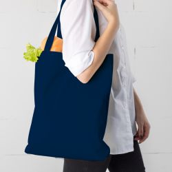 Baumwolltasche 38 x 42 cm mit langen Henkeln - dunkelblau Einkaufstaschen mit Griffen