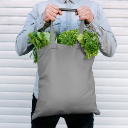 Baumwolltasche 38 x 42 cm mit langen Henkeln - grau Baumwollsäcke