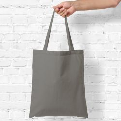 Baumwolltasche 38 x 42 cm mit langen Henkeln - grau Einkaufstaschen mit Griffen
