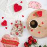 Säckchen à la Leinen mit Druck 11 x 14 cm - naturfarbe / Rosen Valentinstag