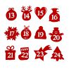 Selbstklebende Zahlen 1-24 - rot MIX Weihnachten