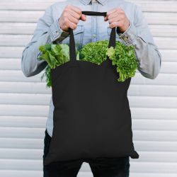 Baumwolltasche 38 x 42 cm mit langen Henkeln - schwarz Einkaufstaschen mit Griffen