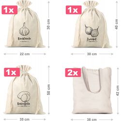 À la Leinensäckchen für gemüse (3 stk.) und Einkaufstaschen aus Baumwolle (2 Stk.) Baumwollsäcke