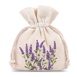 Baumwollsäckchen 8 x 10 cm - naturfarbe mit Druck Lavendel Lavender