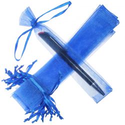 Organzabeutel 3,5 x 19 cm - blau Kleine Beutel 3,5x19cm