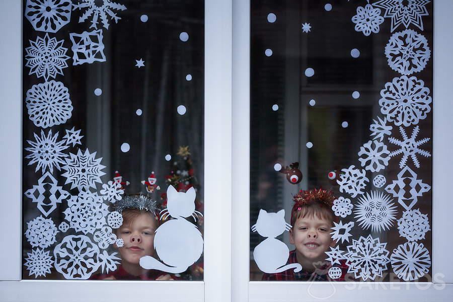 Fensterdekoration im Kindergarten - Winterdekorationen