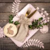 Jutebeutel für Osterbesteck und Tischdeko.