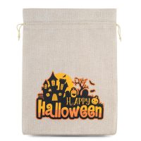 Halloween Jutesäckchen  (Nr.1) 30 x 40 cm - naturfarbe hell Jutesäcke