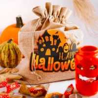 Halloween Jutesäckchen (Nr.1) 30 x 40 cm - naturfarbe Jutesäckchen