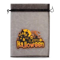 Halloween Organzabeutel (Nr.1) 30 x 40 cm - schwarz Schwarze Beutel