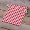 Säckchen à la Leinen mit Druck 15 x 20 cm - naturfarbe / rotes Gitter Für Kinder