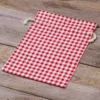 Säck à la Leinen mit Druck 30 x 40 cm - naturfarbe / rotes Gitter Leinensäcke