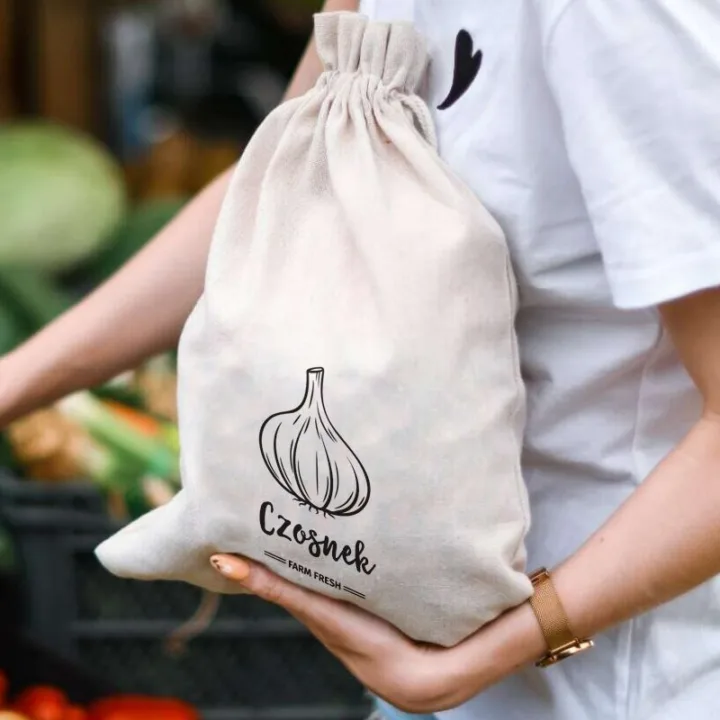 Säcke à la Leinenmit Druck 22 x 30 cm - für Knoblauch (PL) Lifehack - smarte Ideen
