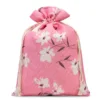 Säcke à la Leinenmit Druck 22 x 30 cm - naturfarbe / rosa Blüten Rosa Beutel