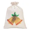 Säckchen à la Leinen 26 x 35 cm - Weihnachten, Glocke Weihnachtsbeutel