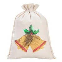 Säckchen à la Leinen 26 x 35 cm - Weihnachten, Glocke Weihnachtsbeutel