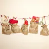 Adventskalender Jutesäckchen 10 x 13 cm - Naturfarbe hell + weiße Zahlen Kleine Beutel