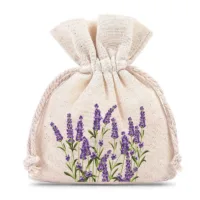 Baumwollsäckchen 8 x 10 cm - naturfarbe mit Druck Lavendel Lavender