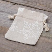 Säckchen à la Leinen mit Druck 13 x 18 cm - naturfarbe / Schnee Branchen / Kategorien