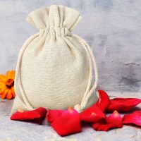 Säckchen à la Leinen 6 x 8 cm - natur Valentinstag