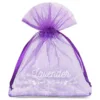 Organzabeutel 10 x 13 cm - dunkelviolett mit Druck (Lavendel) 2 Dunkelviolette Beutel