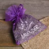 Organzabeutel 10 x 13 cm - dunkelviolett mit Druck (Lavendel) Lifehack - smarte Ideen