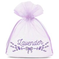 Organzabeutel 10 x 13 cm - lila mit Druck (Lavendel) Lila Beutel