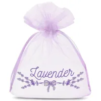 Organzabeutel 10 x 13 cm - lila mit Druck (Lavendel) Lila Beutel
