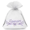 Organzabeutel 10 x 13 cm - weiß mit Druck (Lavendel) Kleine Beutel 10x13 cm