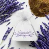 Organzabeutel 10 x 13 cm - weiß mit Druck (Lavendel) Lavendelbeutel