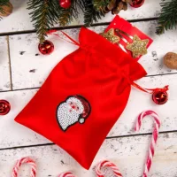 Satinsäckchen 13 x 18cm - Weihnachten - Weihnachtsmann Satinsäckchen
