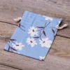 Säckchen à la Leinen mit Druck 13 x 18 cm - naturfarbe / blaue Blumen Auf Reisen