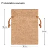 Produktabmessungen kleiner Stoffbeutel 12x15 cm mit Kordelzug Detailansicht