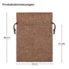 Abmessungen für braune Jutebeutel 13x18 cm mit Kordelzug-Verschluss