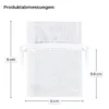 Weißes Organzasäckchen 6x8 cm – Produktabmessungen für Schmuckverpackung und Gastgeschenke.
