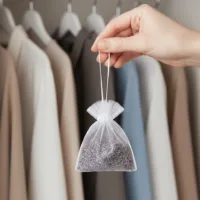 Transparente Organzasäckchen gefüllt mit getrockneten Lavendelblüten zur Dekoration