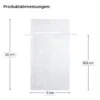 Produktabmessungen weißes Organzasäckchen 11x20 cm mit Kordelzug Maßangaben