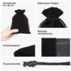 Schwarzer Samtbeutel aus Plüschmaterial mit Polyesterkordel.