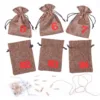 Adventskalender Jutesäckchen 13 x 18 cm – natur-dunkel + rote Zahlen Jutesäckchen