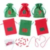 Adventskalender Jutesäcke, Größe 12 x 15 cm - grün und rot + rote und grüne Zahlen Weihnachtsbeutel